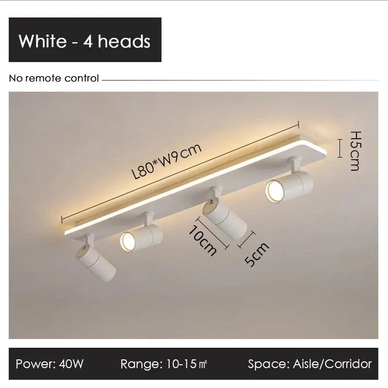 Projecteur LED Noir Moderne - Lumière Nocturne | Marco Lucetti Blanc-4 têtes / Lumière blanche
