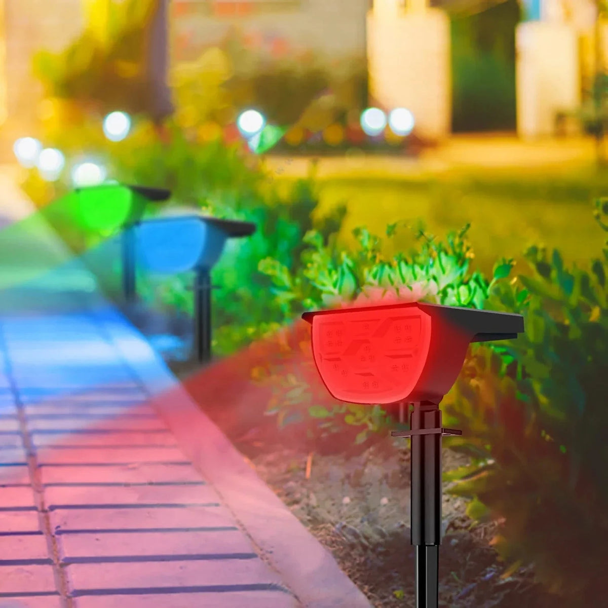 Projecteurs 2 en 1 - Lumière Solaire Extérieur Sans Fil - 20/18LEDs RVB - Changement de Couleur - Étanche - Lampe Murale Solaire pour le Patio et le Jardin | Marco Lucetti