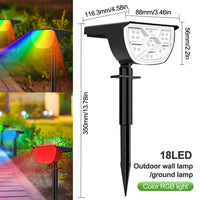 Projecteurs 2 en 1 - Lumière Solaire Extérieur Sans Fil - 20/18LEDs RVB - Changement de Couleur - Étanche - Lampe Murale Solaire pour le Patio et le Jardin | Marco Lucetti