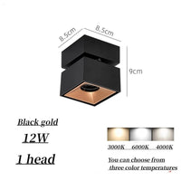 Projecteurs carrés pliables lumineux de dernière génération | Marco Lucetti Bialck or 12W / Intensité variable / Blanc froid 6000K