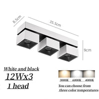 Projecteurs carrés pliables lumineux de dernière génération | Marco Lucetti Blanc noir 3x12W / Non dimmable / Lumière naturelle 4000k