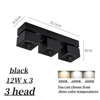 Projecteurs carrés pliables lumineux de dernière génération | Marco Lucetti Noir 3x12W / Intensité variable / Blanc froid 6000K