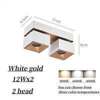 Projecteurs carrés pliables lumineux de dernière génération | Marco Lucetti Or blanc 2X12W / Intensité variable / Blanc froid 6000K