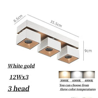 Projecteurs carrés pliables lumineux de dernière génération | Marco Lucetti Or blanc 3X12W / Intensité variable / Blanc froid 6000K