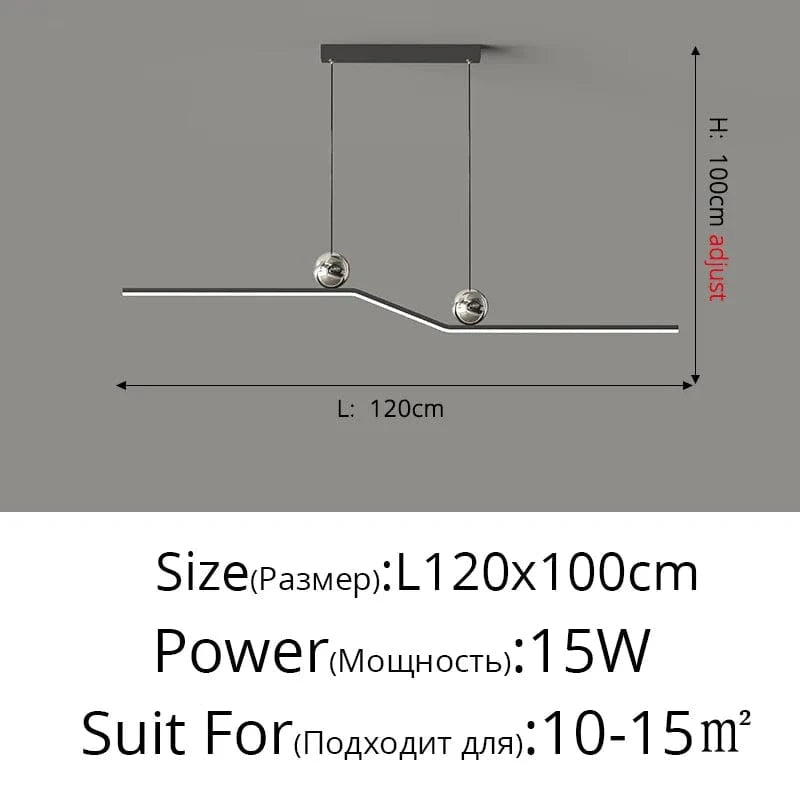 QiyiMei - Lampes Suspendues LED Modernes pour Éclairage Intérieur | Marco Lucetti C Noir 120cm / 3 couleurs sans télécommande