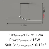 QiyiMei - Lampes Suspendues LED Modernes pour Éclairage Intérieur | Marco Lucetti C Noir 120cm / 3 couleurs sans télécommande