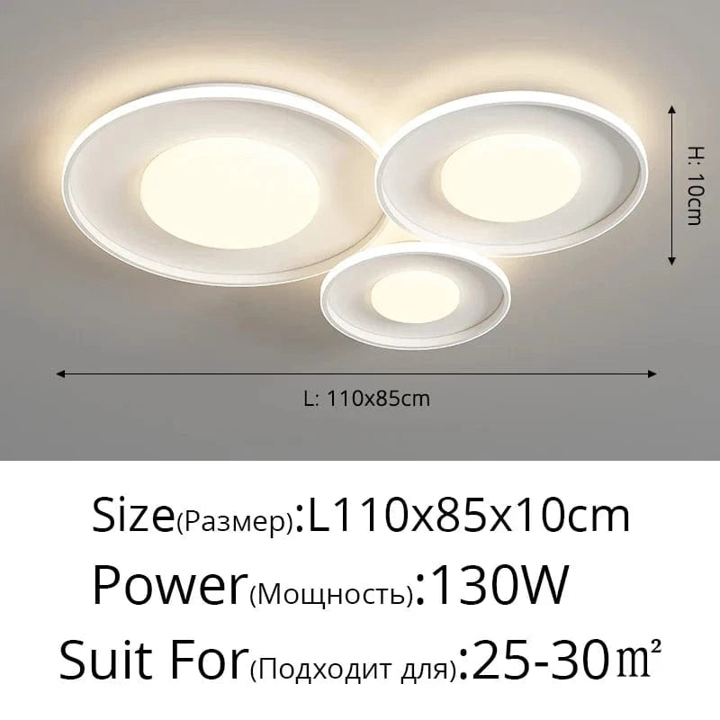 QIYIMEI Lustre Nordique Lumière Intérieure Ronde Luminaires | Marco Lucetti Blanc C 110cm / Luminosité variable