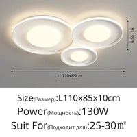 QIYIMEI Lustre Nordique Lumière Intérieure Ronde Luminaires | Marco Lucetti Blanc C 110cm / Luminosité variable