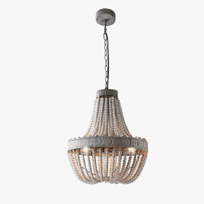 Lustre Rétro Loft Vintage Rustique Perles en Bois Suspensions LED  Salle à Manger