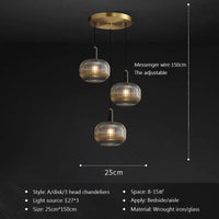 Restaurant Luxe : Suspensions LED en Verre Cuivre pour un Décor Art & Élégance | Marco Lucetti A2 / Sans ampoule