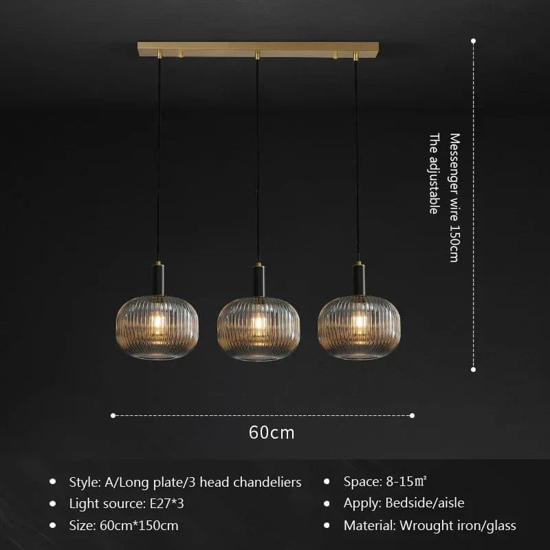 Restaurant Luxe : Suspensions LED en Verre Cuivre pour un Décor Art & Élégance | Marco Lucetti A3 / Sans ampoule