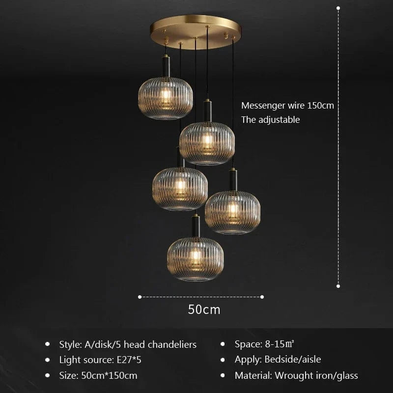 Restaurant Luxe : Suspensions LED en Verre Cuivre pour un Décor Art & Élégance | Marco Lucetti A4 / Sans ampoule