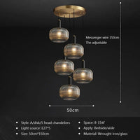 Restaurant Luxe : Suspensions LED en Verre Cuivre pour un Décor Art & Élégance | Marco Lucetti A4 / Sans ampoule