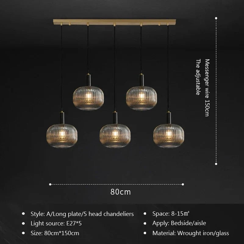 Restaurant Luxe : Suspensions LED en Verre Cuivre pour un Décor Art & Élégance | Marco Lucetti A5 / Sans ampoule