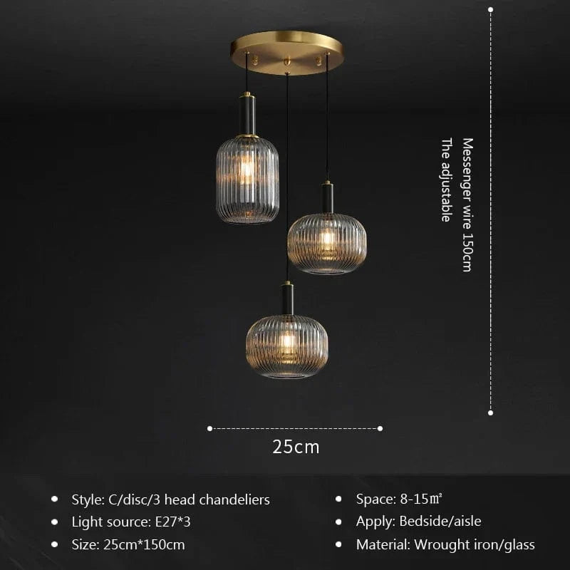 Restaurant Luxe : Suspensions LED en Verre Cuivre pour un Décor Art & Élégance | Marco Lucetti C1 / Sans ampoule