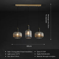 Restaurant Luxe : Suspensions LED en Verre Cuivre pour un Décor Art & Élégance | Marco Lucetti C2 / Sans ampoule