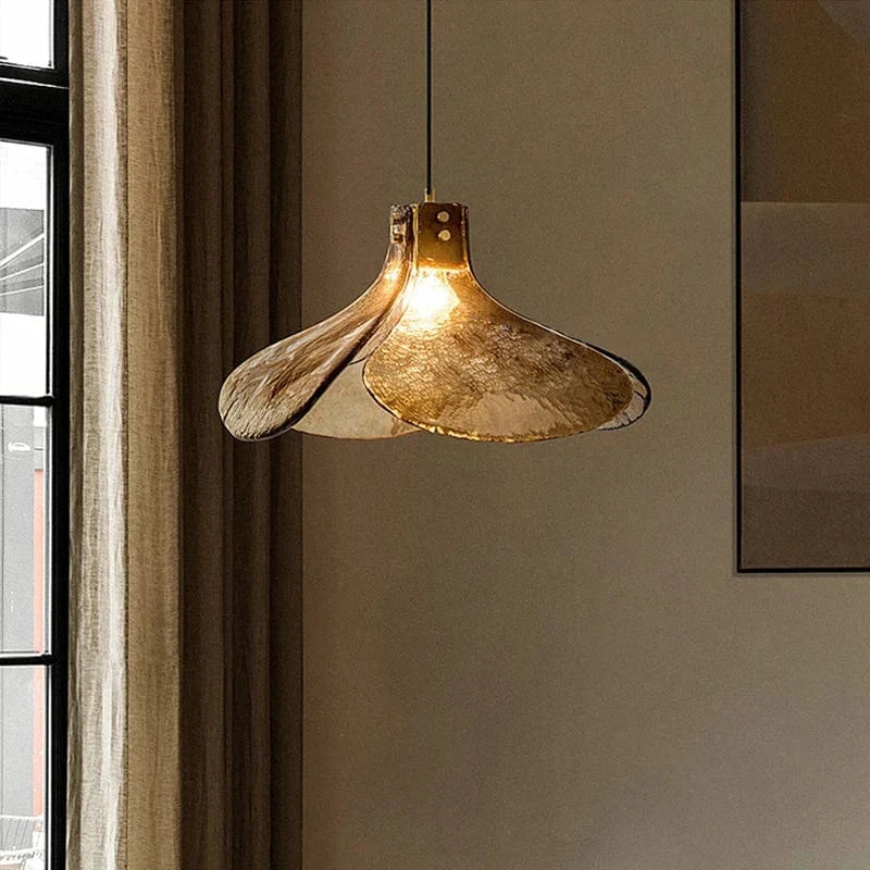 Rétro LED Verre Suspension Lumière Pétale Forme Fleur Lustre Chambre Loft Maison Restaurant Bar Café | Marco Lucetti