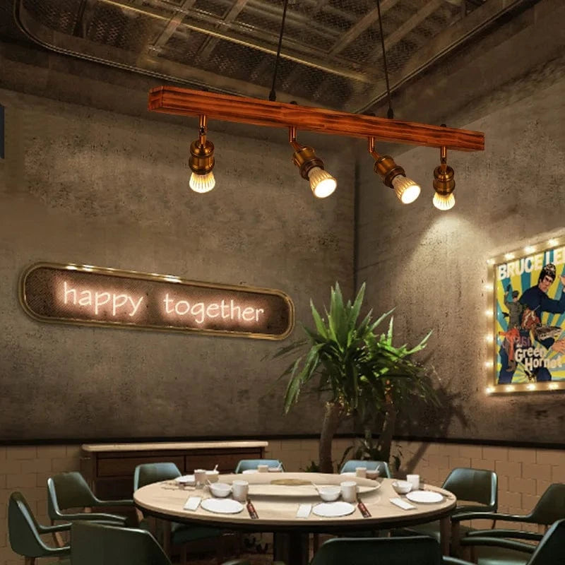Rétro loft industriel bar lustre restaurant hot pot café lustre en bois magasin de vêtements fond mur spot | Marco Lucetti