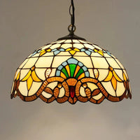 Rétro Tiffany Suspension Lumières - Suspension Lustre Baroque Perle Design Vitrail Luxe 16" Mer Bleu Marron | Marco Lucetti Jaune baroque 40