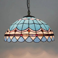 Rétro Tiffany Suspension Lumières - Suspension Lustre Baroque Perle Design Vitrail Luxe 16" Mer Bleu Marron | Marco Lucetti Mer ciel bleu 40