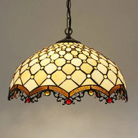 Rétro Tiffany Suspension Lumières - Suspension Lustre Baroque Perle Design Vitrail Luxe 16" Mer Bleu Marron | Marco Lucetti Queue de dragon perle 40