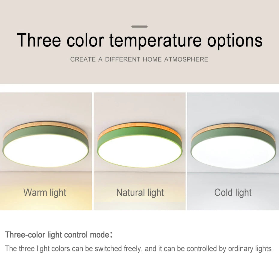 Plafonnier Nordique LED en Bois à 7 Couleurs pour Salon - 3 Lumières Ajustables - Idéal pour Chambre et Couloir