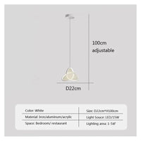 Rotatif LED - Suspension Moderne pour la Maison: Restaurant, Chambre, Porche, Barre - Luminaire de Luxe Léger et Pliable | Marco Lucetti C Blanc 22CM / Blanc froid