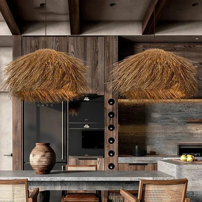 Rotin tissé à la main LED Lustre Japonais Wabi Sabi - Lampe Suspendue pour Restaurant et Bar | Marco Lucetti