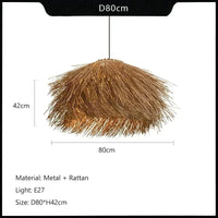 Rotin tissé à la main LED Lustre Japonais Wabi Sabi - Lampe Suspendue pour Restaurant et Bar | Marco Lucetti D80cm / Lumière chaude 3000K