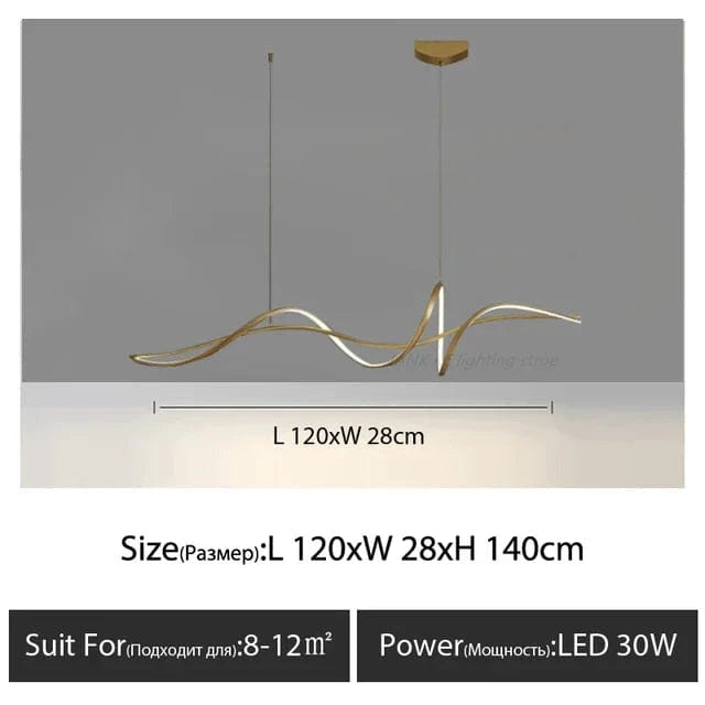 Ruban LED lustre en aluminium pour salle à manger et salon | Marco Lucetti Or L120CM / Lumière froide