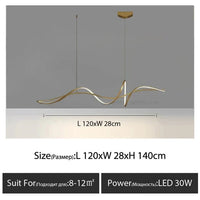 Ruban LED lustre en aluminium pour salle à manger et salon | Marco Lucetti Or L120CM / Lumière froide
