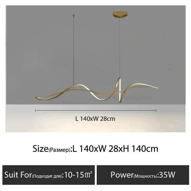 Ruban LED lustre en aluminium pour salle à manger et salon | Marco Lucetti Or L140CM / Lumière froide