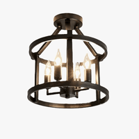 Rustic Glow : Rétro américain Lampe Plafonnier Vintage pour Salon, Salle à Manger, Porche et Cuisine | Marco Lucetti 4 têtes sans ampoule / CHINE / Noir