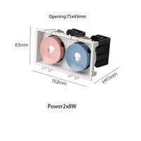 Saiyo - Projecteur LED Encastrable avec Angle Réglable | Marco Lucetti Rose et bleu 2x8W / TuyaZigbee à intensité variable