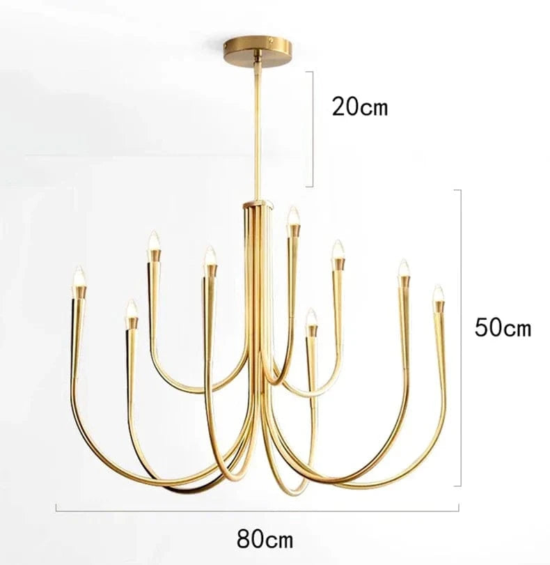 Salle à manger moderne : Luminaires suspendus design et éclairage intérieur LED | Marco Lucetti Ae taille 9 têtes dorées / Blanc froid