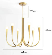 Salle à manger moderne : Luminaires suspendus design et éclairage intérieur LED | Marco Lucetti Taille B 6 têtes dorées / Blanc froid