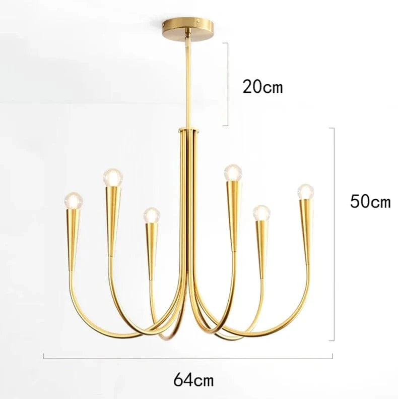 Salle à manger moderne : Luminaires suspendus design et éclairage intérieur LED | Marco Lucetti Taille C 6 têtes dorées / Blanc froid