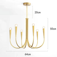 Salle à manger moderne : Luminaires suspendus design et éclairage intérieur LED | Marco Lucetti Taille C 6 têtes dorées / Blanc froid