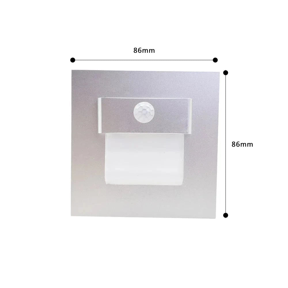 SANDIY - Applique murale encastrée avec capteur de mouvement pour escaliers | Marco Lucetti Capteur Argent / CHINE / Blanc chaud (2700-3500K) | 3W avec BOÎTE