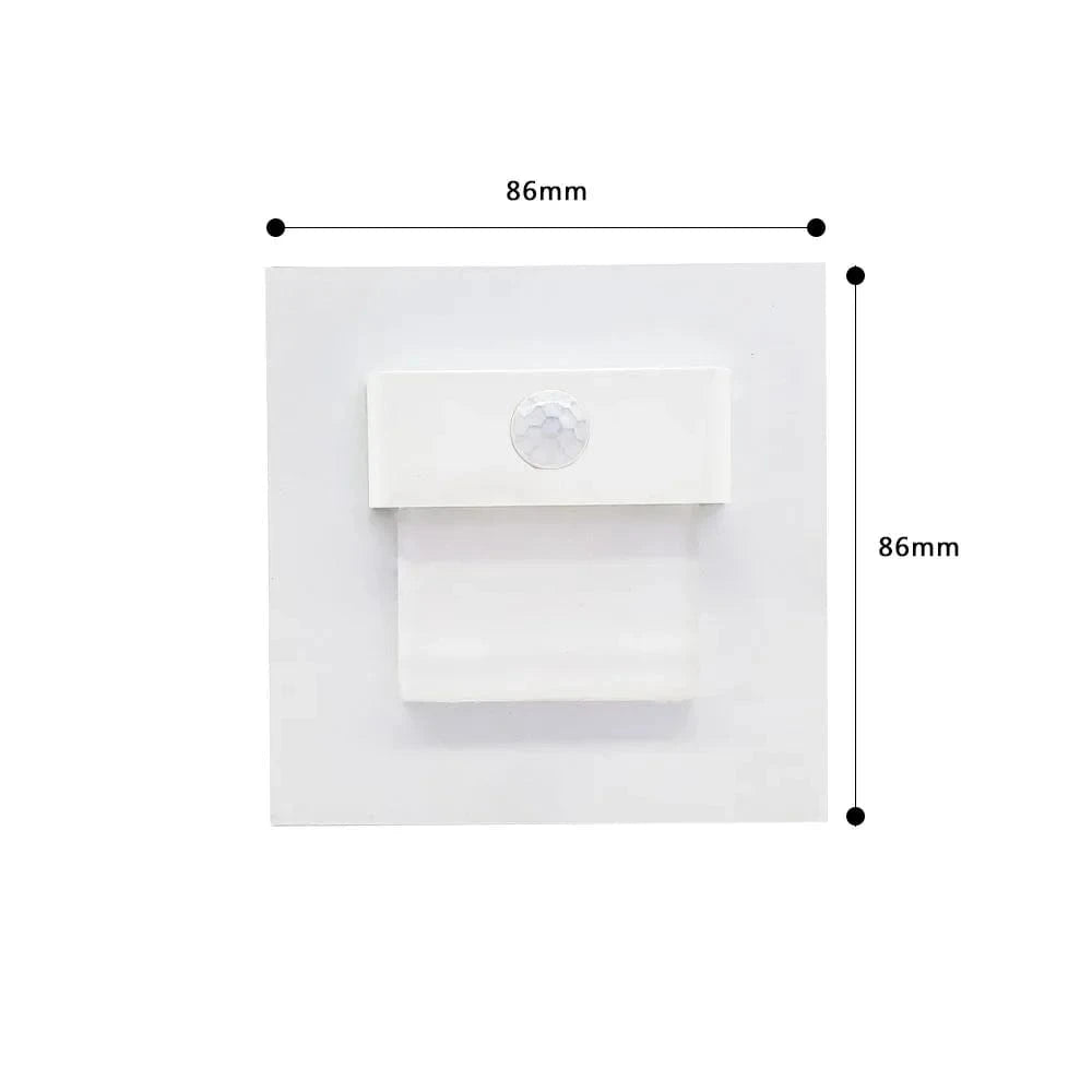 SANDIY - Applique murale encastrée avec capteur de mouvement pour escaliers | Marco Lucetti Capteur Blanc / CHINE / Blanc chaud (2700-3500K) | 3W avec BOÎTE