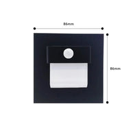 SANDIY - Applique murale encastrée avec capteur de mouvement pour escaliers | Marco Lucetti Capteur Noir / CHINE / Blanc chaud (2700-3500K) | 3W avec BOÎTE