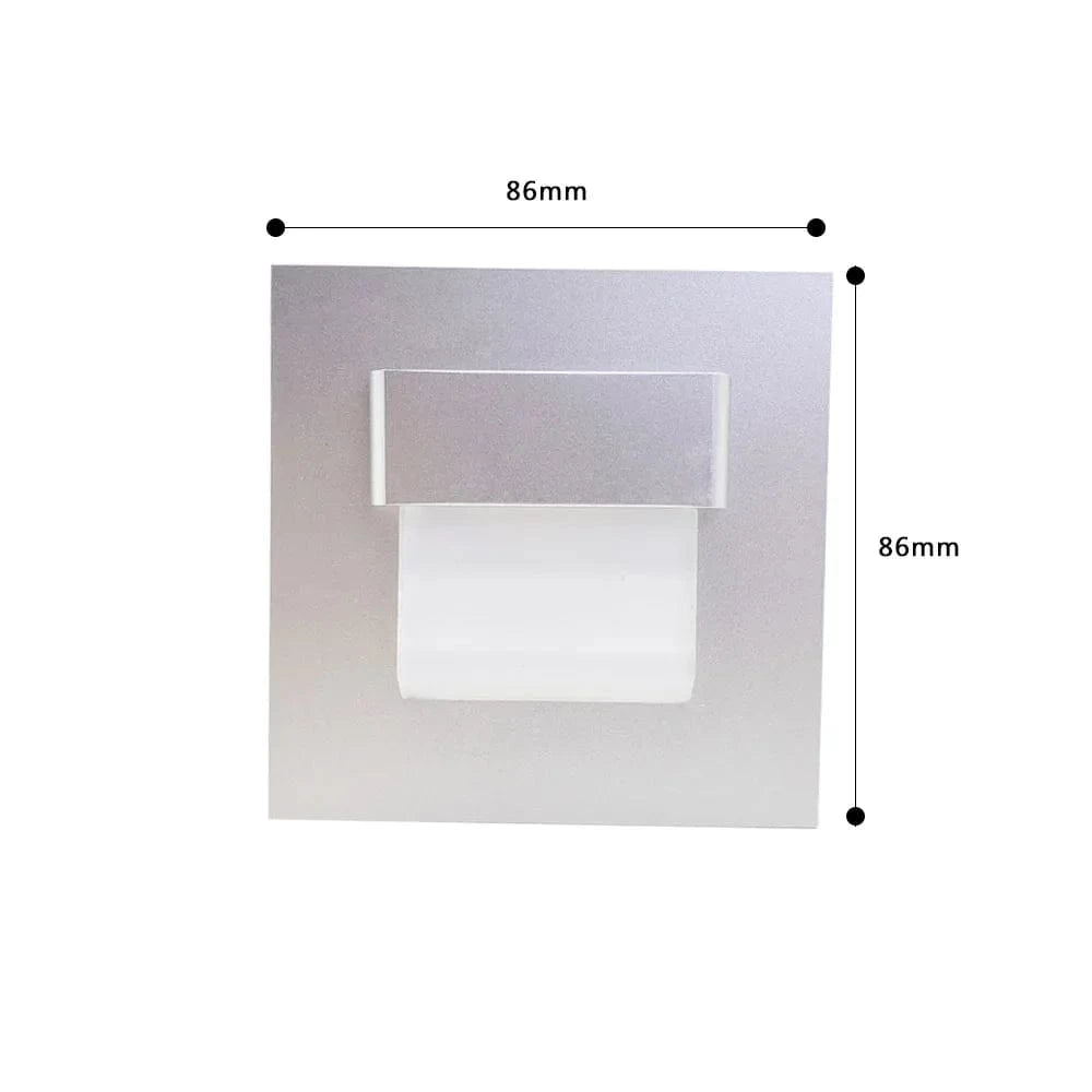 SANDIY - Applique murale encastrée avec capteur de mouvement pour escaliers | Marco Lucetti Interrupteur Argent / CHINE / Blanc chaud (2700-3500K) | 3W avec BOÎTE