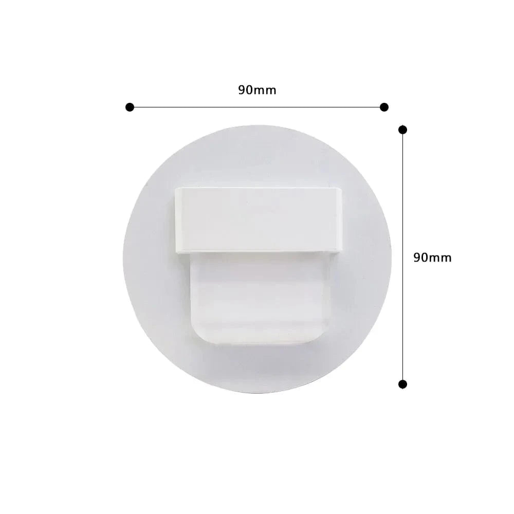 SANDIY - Applique murale encastrée avec capteur de mouvement pour escaliers | Marco Lucetti Interrupteur Blanc Rond / CHINE / Blanc chaud (2700-3500K) | 3W avec BOÎTE