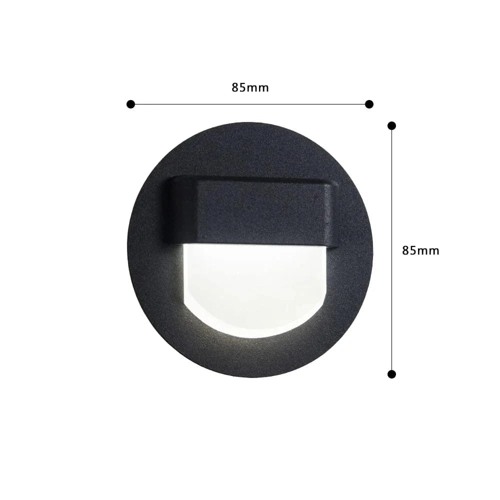 SANDIY - Applique murale encastrée avec capteur de mouvement pour escaliers | Marco Lucetti Interrupteur Noir Rond / CHINE / Blanc chaud (2700-3500K) | 3W avec BOÎTE