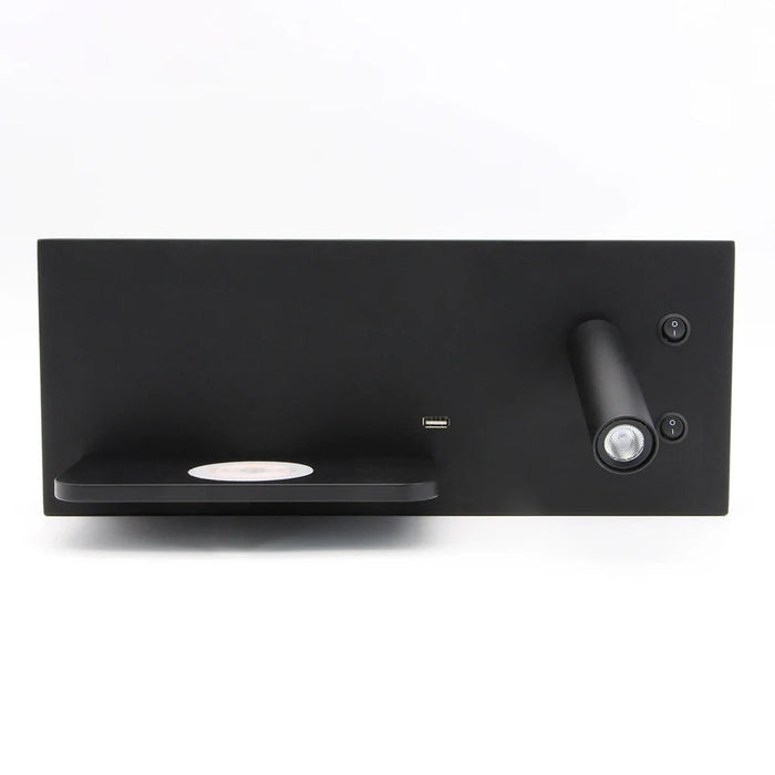 Applique Murale Moderne avec Chargeur Sans Fil et Éclairage LED Nocturne USB