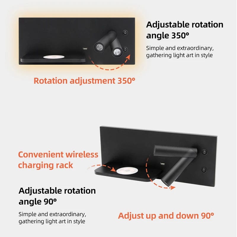 Sandyha: Applique Moderne avec Chargeur Sans Fil et Éclairages de Nuit. | Marco Lucetti