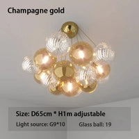 SANDYHA - Lustre Boule de Verre LED Multicolore, Lampe Moderne de Plafond de Style Art en Ferronnerie | Marco Lucetti 19 boules d&#39;or / Lumière froide