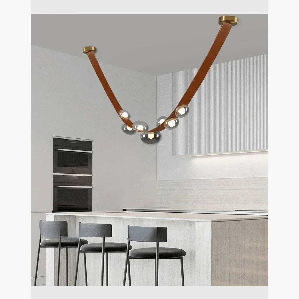 Sandyha Lustre en Cuir avec Suspension LED - Design Moderne | Marco Lucetti