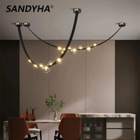 Sandyha Lustre en Cuir avec Suspension LED - Design Moderne | Marco Lucetti