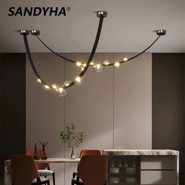 Sandyha Lustre en Cuir avec Suspension LED - Design Moderne | Marco Lucetti